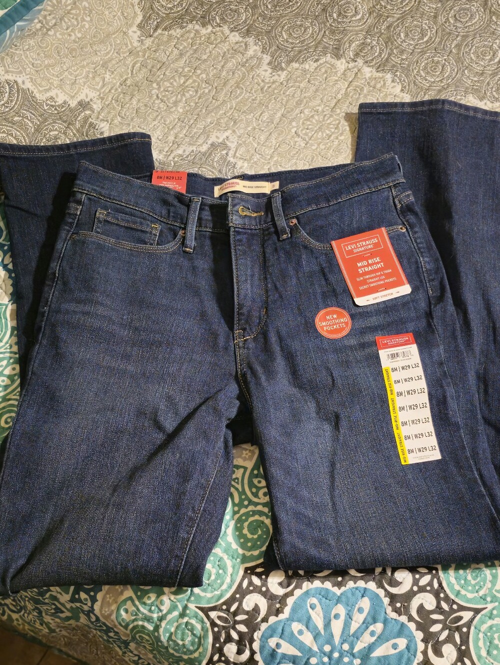 Levis Mid Rise Straight Leg Jeans Sz 8 M NWT